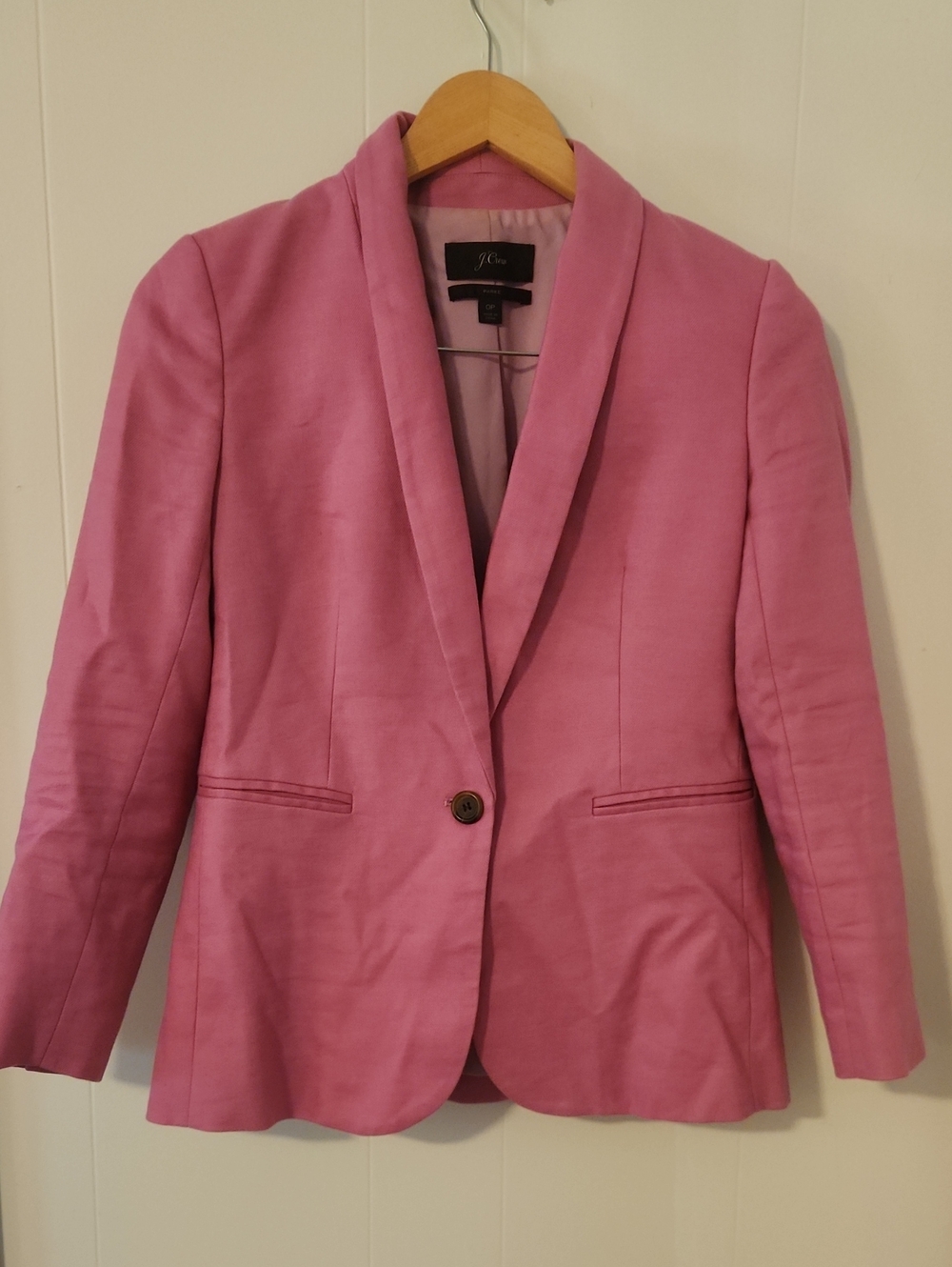 J. Crew Pink Linen Collar Blazer